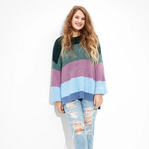 American Eagle Outfitters Sweaters - American Eagle Size Large Oversized Dreamspun Crew Neck Sweater Colorful Stripe